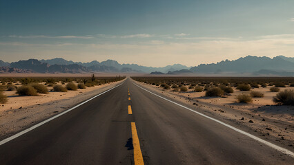 empty road all cover with desert