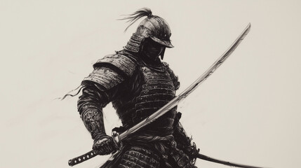 Japanese Handwritten Samurai Drawing