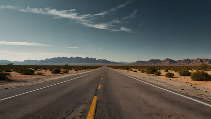 Naklejka premium empty road all cover with desert