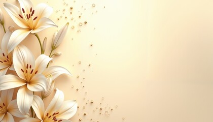 Fototapeta premium Elegant white lilies with copy space for greeting card design