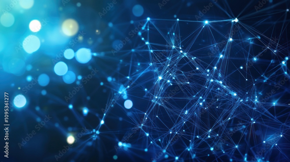 Aufkleber abstract network: interconnected nodes and glowing lines