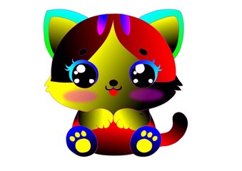 A cute cat colorful illustration