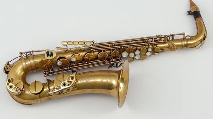 Obraz premium Elegant Gold Saxophone on Clean White Background