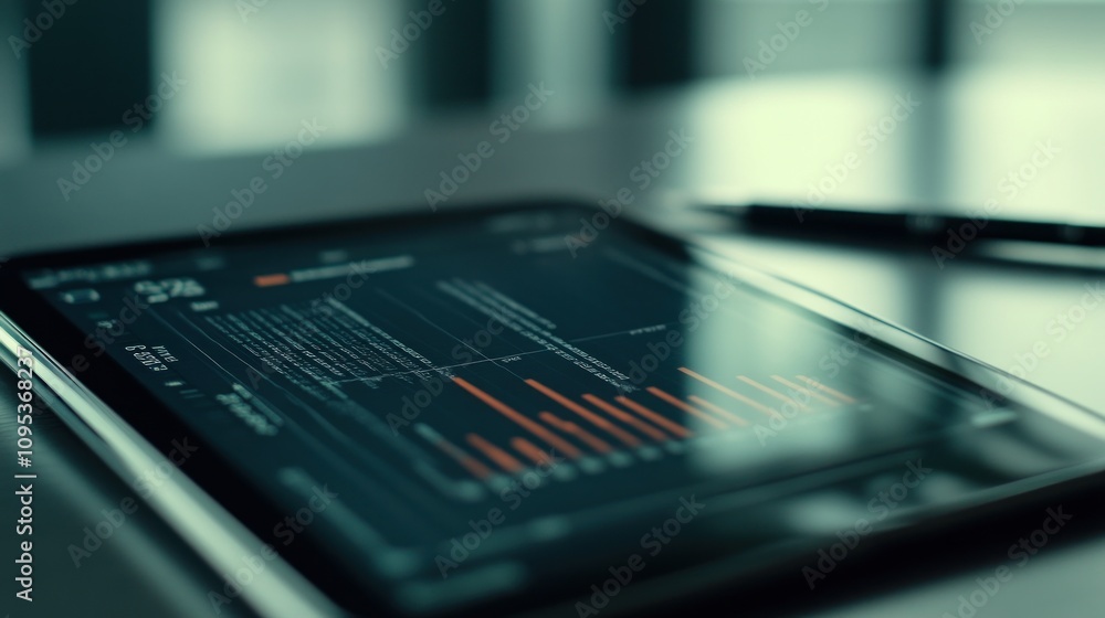 Poster Close-up of a Tablet Displaying a Financial Chart