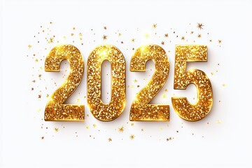 Glittering Gold Numbers Two Thousand Twenty Five