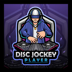 Disc jockey mascot e sport logo design