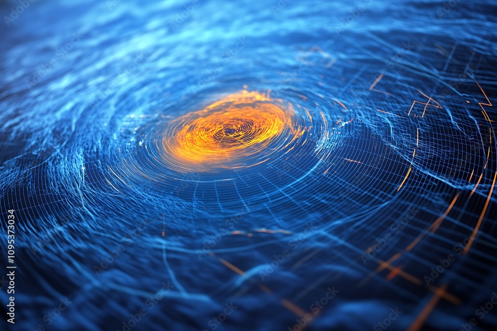 Poster abstract representation of swirling energy with vibrant colors and dynamic lines.