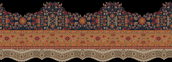 Ethnic Turkish Geometrical islamic seamless border vector Art Design