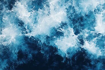 Fototapeta premium 青い海の波が激しく打ち寄せる様子とその美しい色合い