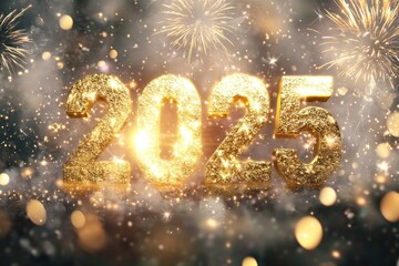 Glittering Gold Two Thousand Twenty Five New Year Fireworks