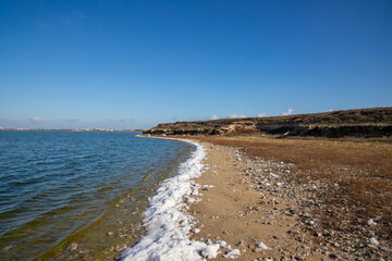 Landscape with a wild empty beach at the Black Sea