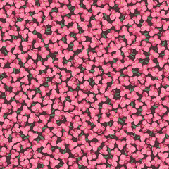 Fototapeta premium Vector illustration. Seamless pattern of purple pink small flowers, blooming in the garden. Ditsy floral lilac pattern, field of flowers, print for fabric, textile, wallpaper, children's clothing