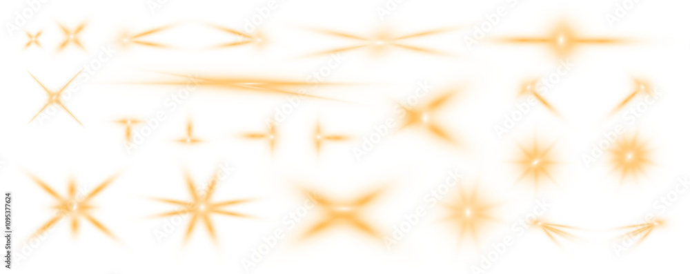 Poster collection of lens flares, stars and light rays with glowing swirling and spiral particles on transp