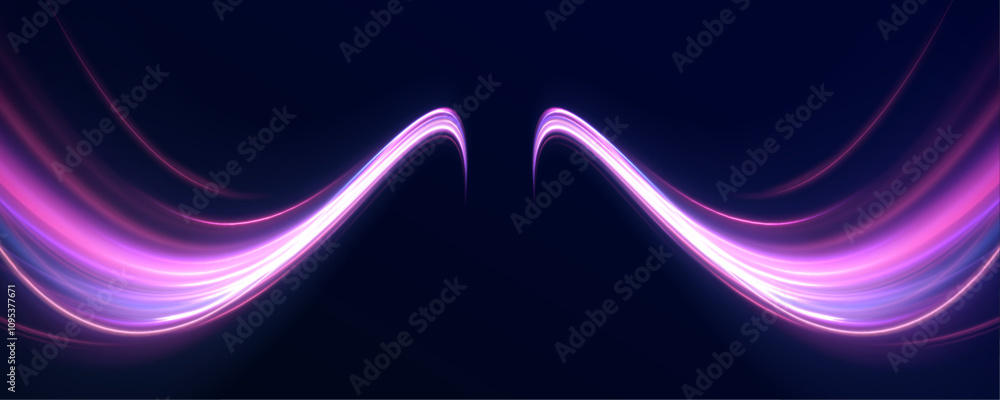 Poster trendy geometric neon collage for speed movement. sport car is made of polygons. horizontal speed li