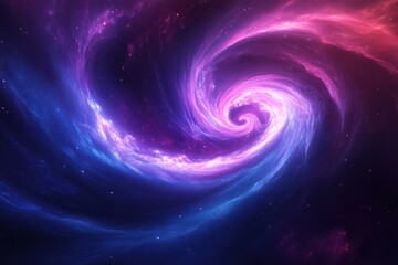 Obraz premium A swirling nebula with vibrant pink and blue hues against a dark starry background.