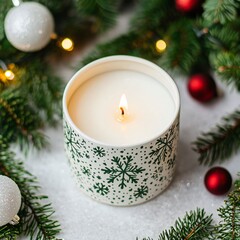 Festive Snowflake Candle Christmas Decor Winter Holiday
