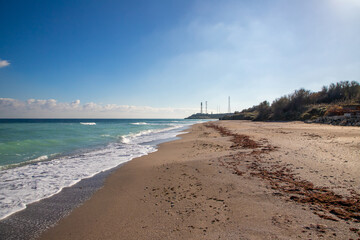 Landscape with empty beach in Tuzla - Romania