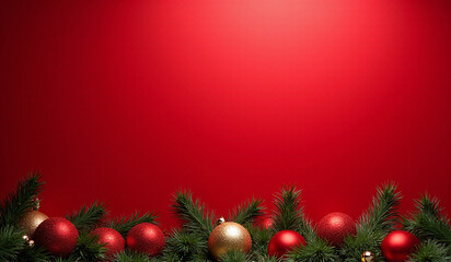 festive holiday display features red background shiny ornaments ideal seasonal promotions product showcases