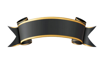 Elegant black and gold ribbon banner with empty space for text.