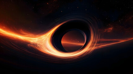A mesmerizing black hole warps space with its immense gravitational pull, AI