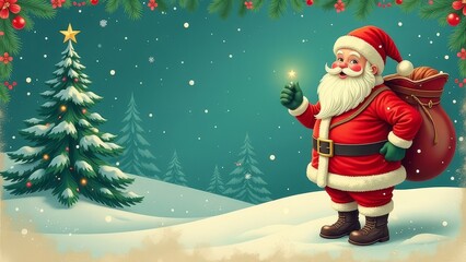 Santa Claus holding a bag with presents. Gifts for Christmas.
