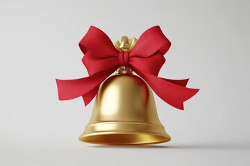Golden Bell Adorned With A Red Ribbon Bow