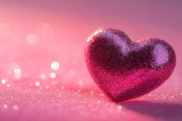 Obraz premium Pink Glitter Heart on Sparkling Background