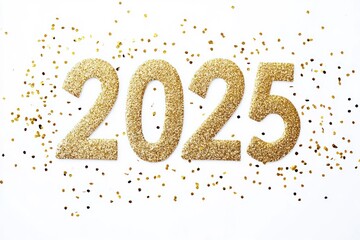 Glittery Gold Numbers Two Thousand Twenty Five