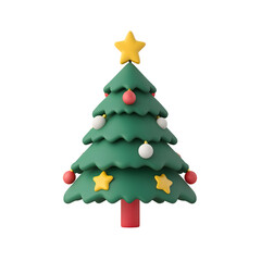 Obraz premium Colorful Christmas tree with decorations, isolated on transparent background.