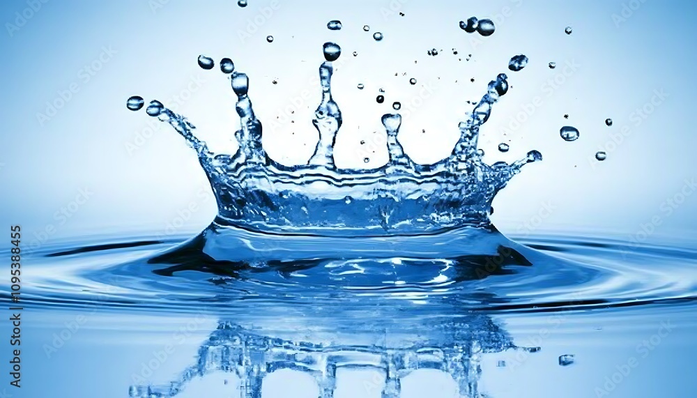 Aufkleber a close-up of water splashing, creating a dynamic ripple effect in a blue background.