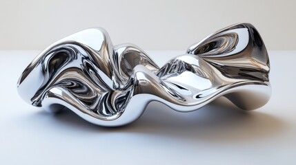 Abstract Chrome Sculpture: A Study in Form and Reflection