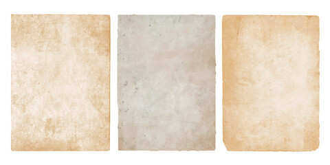 Old antique worn paper sheets, vintage dirty stained parchment