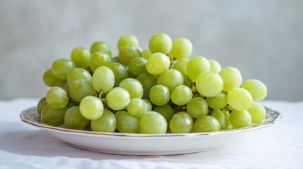A Delicious Bunch of Green Grapes on a Plate