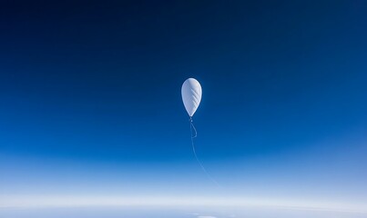 A high-altitude balloon floating against a clear blue sky.