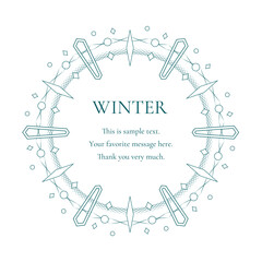 雪の結晶と光をモチーフにした冬の飾り枠。高級感のある囲みのデザイン