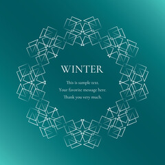 雪の結晶と光をモチーフにした冬の飾り枠。高級感のある囲みのデザイン