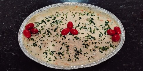Homemade mayonnaise made with fresh vegetables, some cooked and some raw, a delicious accompaniment to your barbecue.