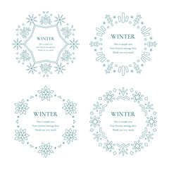 雪の結晶と光をモチーフにした冬の飾り枠。高級感のある囲みのデザイン