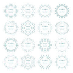 雪の結晶と光をモチーフにした冬の飾り枠。高級感のある囲みのデザイン