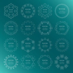 雪の結晶と光をモチーフにした冬の飾り枠。高級感のある囲みのデザイン