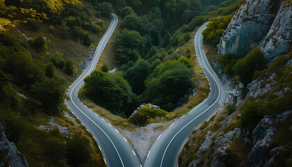 concept of a choice of a way on a road fork