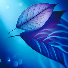 A Blue Background With A Purple Shadow Of A Leaf,Abstract Blue Background with a Soft Purple Leaf Shadow &ndash; Minimalist and Modern Design Perfect for Nature-Inspired Art, and Creative Branding.