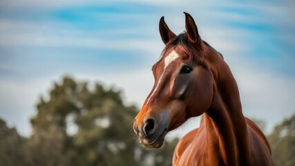 Majestic Chestnut Horse Portrait 