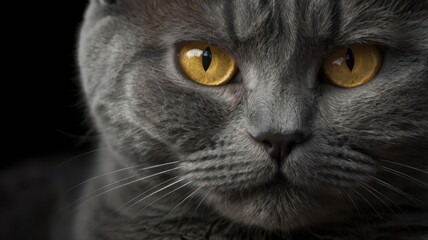 Cat with yellow eyes and a grey face