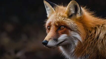 Red fox with a black nose and brown eyes