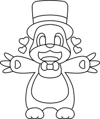 Mole Groom Cylinder Wedding Animal Vector Graphic Art Illustration