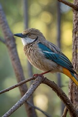 Fototapeta premium Bird is perched on a branch