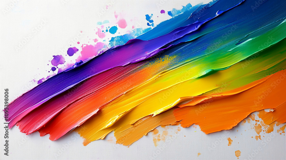 Aufkleber paint strokes on canvas with vibrant colors from palette in abstract style