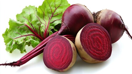Vibrant Red Beetroots with Lush Green Leaves: A Fresh and Healthy Harvest