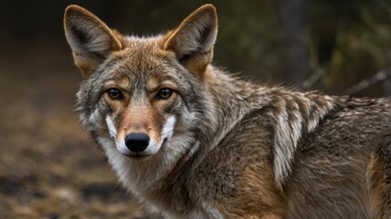 Fototapeta premium Coyote is standing in the woods